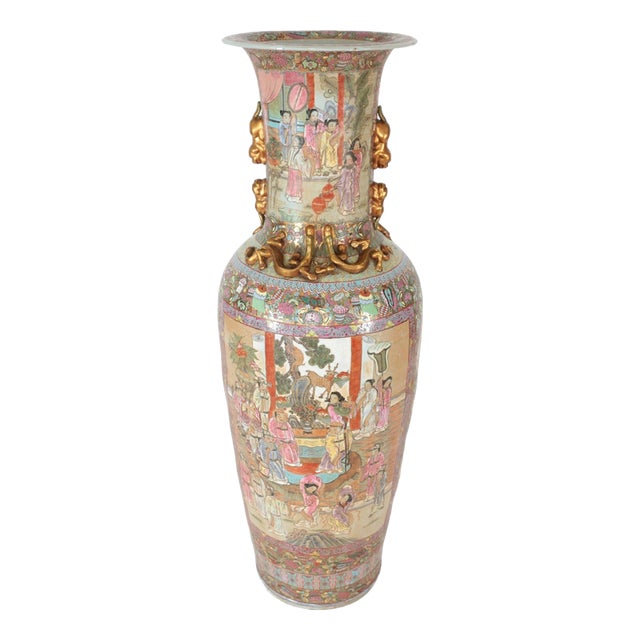Tall Cantonese Famille Rose Vases, Set of 2 For Sale