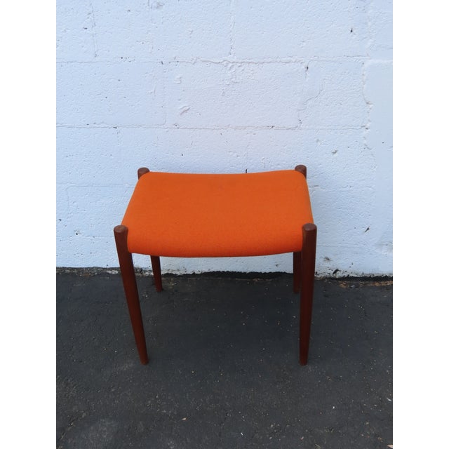 Mid 20th Century Jl Moller Danish Mid Century Modern Teak Upholstered Stool 6595 For Sale - Image 5 of 12