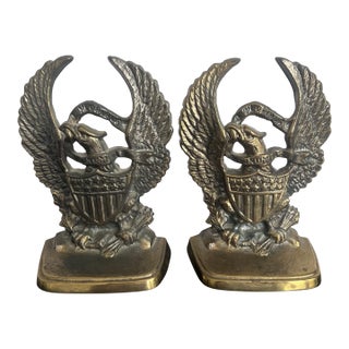 Vintage American Eagle Caste Metal Book Ends (Set-2) For Sale