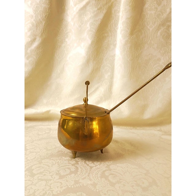 1980s Brass Smudge Pot Cauldron and Pumice Stone Wand Torch Fireplace Accessories Wood Burning Stove Woodstove Tools Hearth Fire Place Starter Decor For Sale - Image 5 of 10