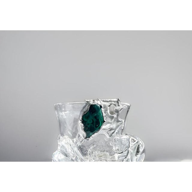 Bowl #11 in Crystal and Silver with Gemstones by Szkło Studio For Sale - Image 4 of 6