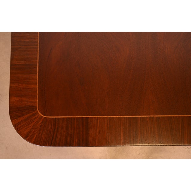 Kittinger Regency Banded Mahogany Double Pedestal Extension Dining Table, Newly Refinished For Sale - Image 10 of 16