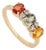 1.53 Carat Multi-Sapphire & Diamond Three-Stone Vintage 14k Gold Ring Size 8 For Sale
