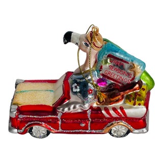 Vintage Florida Flamingo Christmas Ornament Glass For Sale