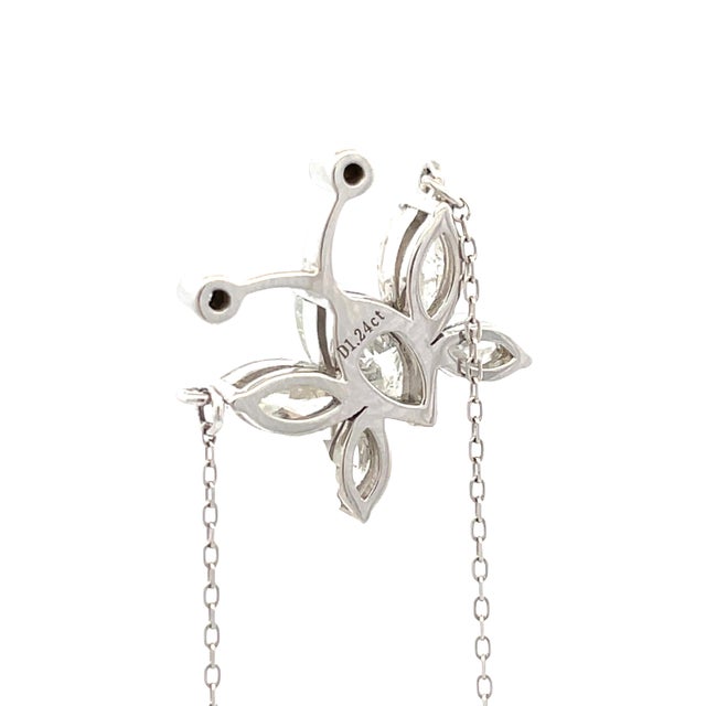 14k Gold 1.24 Carat Diamond Butterfly Pendant Necklace For Sale In New York - Image 6 of 8