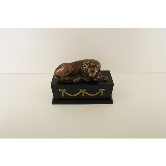 Traditional Vintage Sleeping Lion Sculpture For Sale - Image 3 of 15