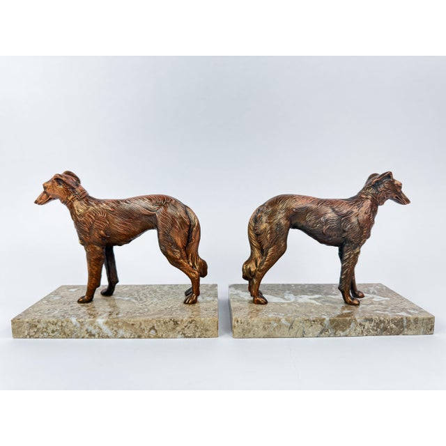 French Art Deco Barzoi Dog Bookends, Circa 1930 For Sale - Image 11 of 12