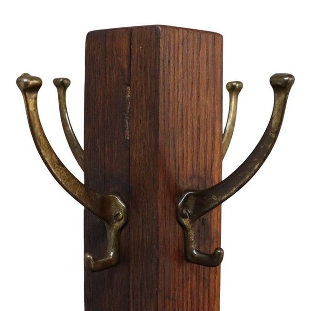 Wood Stickley Style Arts & Crafts Oak Hat & Coat Rack C1920 For Sale - Image 7 of 8