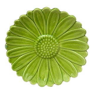 Small French Majolica Daisy Plate Vallauris, Circa 1950 For Sale