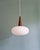 1960s Vintage Pendant Light in White Opaline and Teak, 1960 For Sale - Image 5 of 12