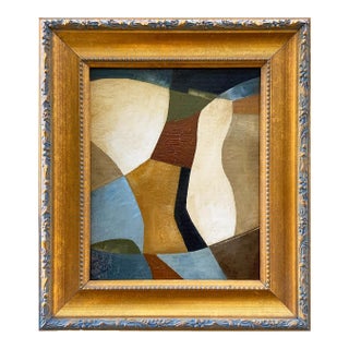 Contemporary Abstract Oil Painting in Vintage Gold Frame For Sale
