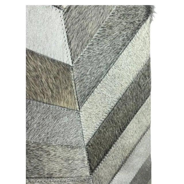 Pasargad Natural Cowhide Ottoman Silver 19'' For Sale - Image 4 of 7