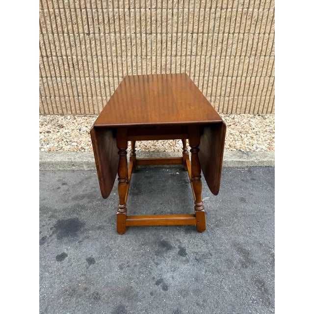 Stickley Furniture Solid Cherry Drop Leaf Pembroke Accent Dining Table For Sale - Image 10 of 11