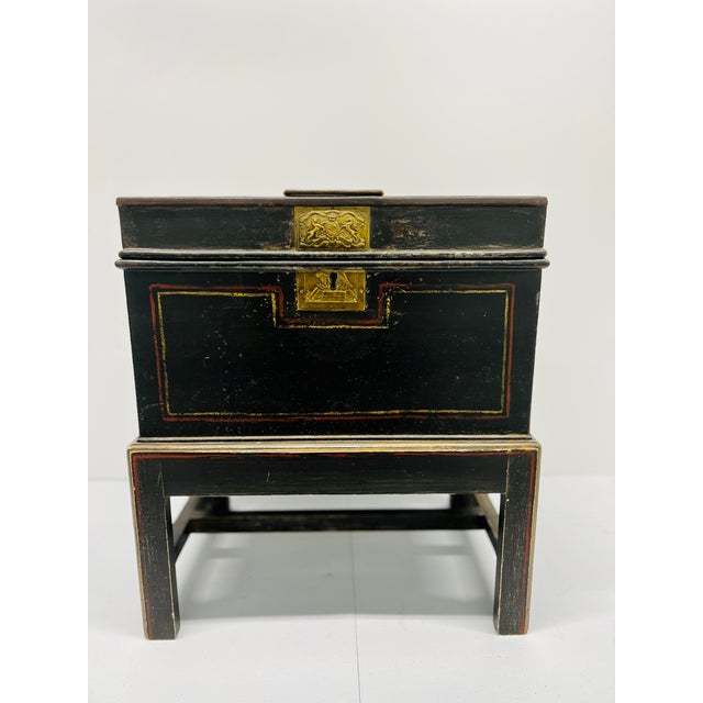 19th Century English Iron Strongbox on Stand by Thomas Milner & Son Liverpool For Sale - Image 9 of 12