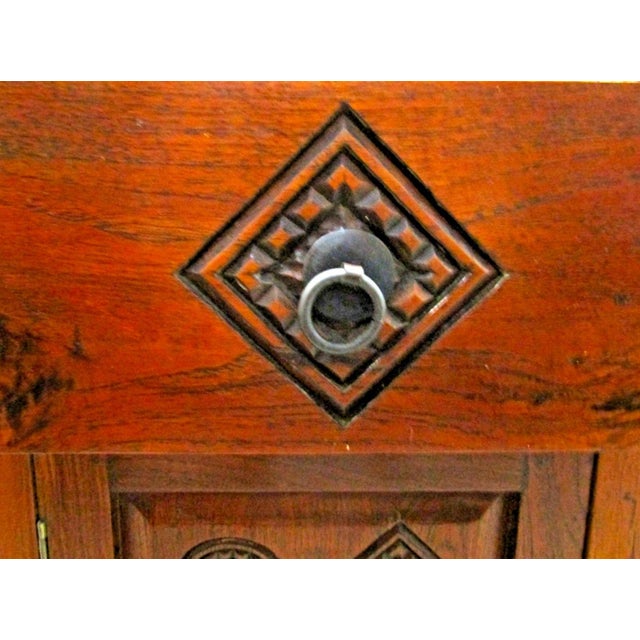 Antique Dutch Colonial Teak Carved Two Drawer Two Door Buffet Cabinet For Sale - Image 9 of 13