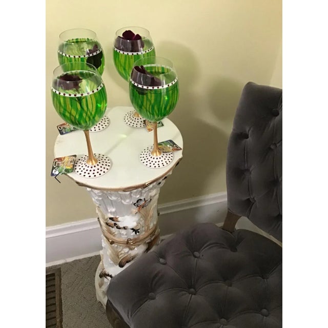 Maitland - Smith Mid 20th Century Majolica Bird Heron Ceramic Faux Bamboo Pedestal Stand For Sale - Image 4 of 10