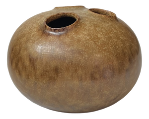 Brown Glazed Organic Modern Moonfrog Vase by Kirsten Günther for Knabstrup, 1960s