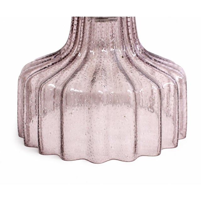 Mid 20th Century Mouth Blown Glass Mauve Pendant Light Shade Excellent Condition For Sale In Los Angeles - Image 6 of 11