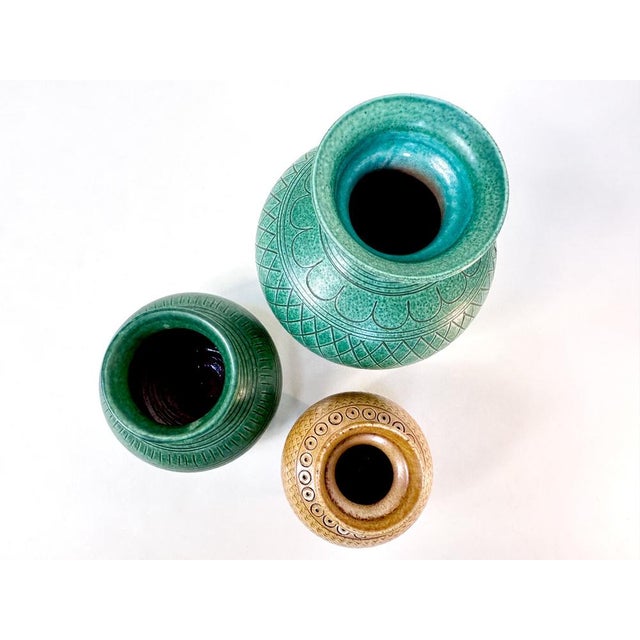 Studio Ceramic Art Vases by Wilhelm Kagel, Germany, 1950s, Set of 3 For Sale - Image 14 of 16