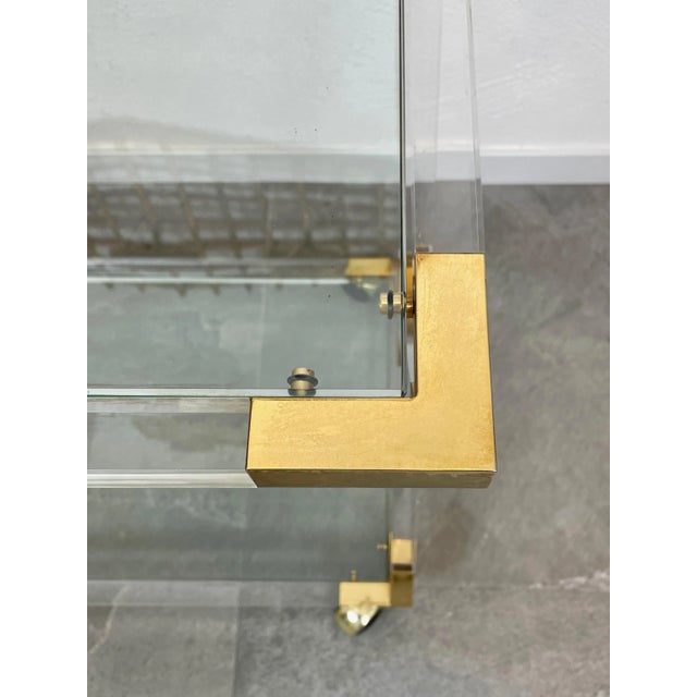 Acrylic Brass & Glass Serving Cart, Italy, 1970s For Sale - Image 11 of 13