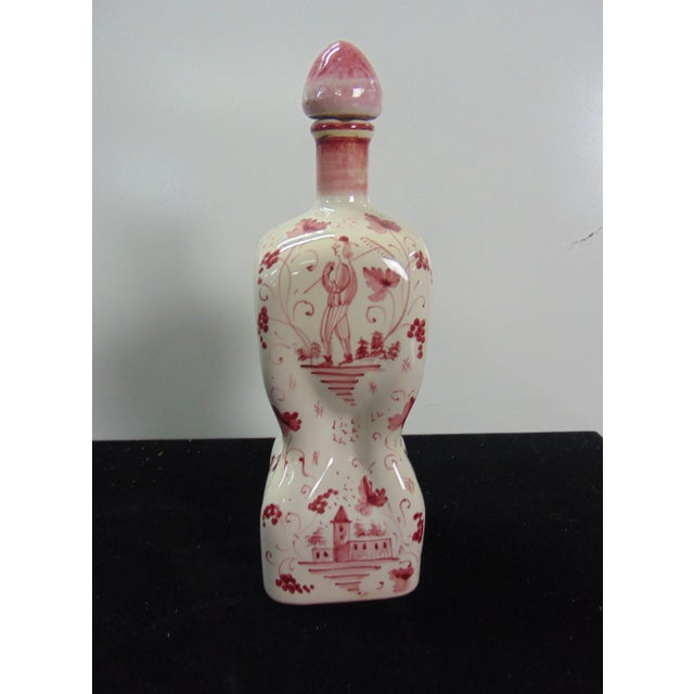 Italian Italian Terra Cotta Scenic Glazed Decanter For Sale - Image 3 of 5