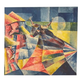 1970s Abstract Bull Painting For Sale