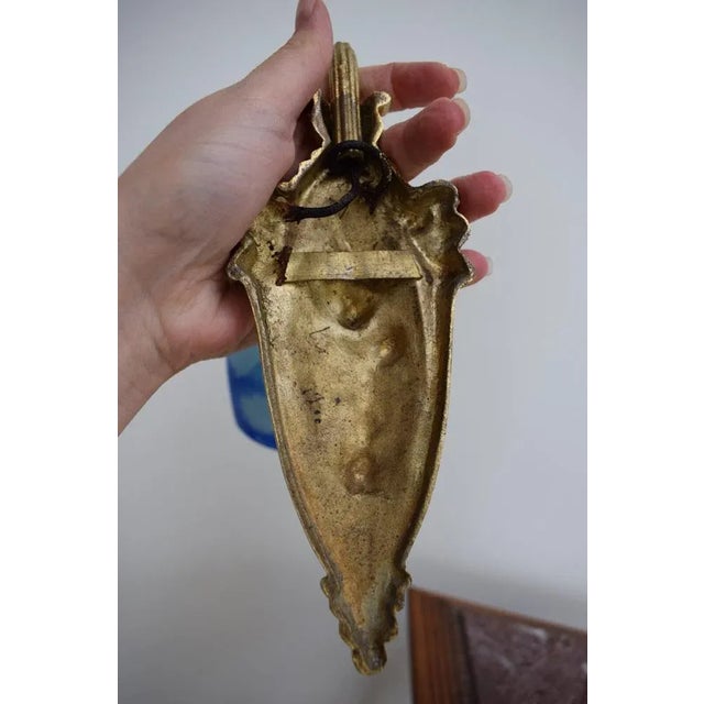 Art Deco Wall Sconce in Gilt Bronze and Blue Glass Paste, 1930s For Sale - Image 10 of 11