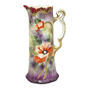 Antique Nishiku Royal Nippon Hand Painted Floral Gold Gilt Handle Water Pitcher
