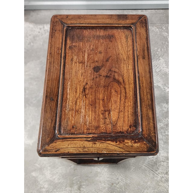 Antique Chinese Late 19th Century Elmwood Chinese Flower Stand From Jiangsu For Sale - Image 10 of 12