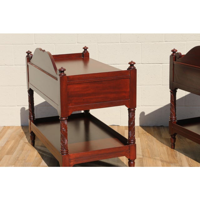 Wood Pair of Ralph Lauren Mahogany British Colonial Two-Tier Nightstands / Side Tables For Sale - Image 7 of 18