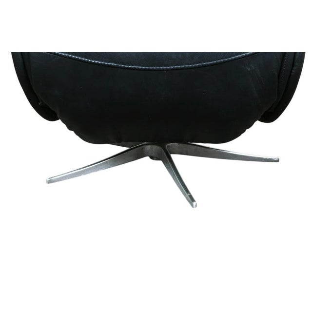 Mid-Century Modern Danish Modern Leather Swivel Lounge Chair Recliner For Sale - Image 3 of 13