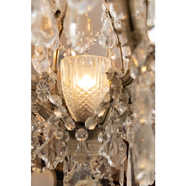 Large Vintage English Regency Style 16-Light Crystal Two-Tier Chandelier For Sale - Image 4 of 9