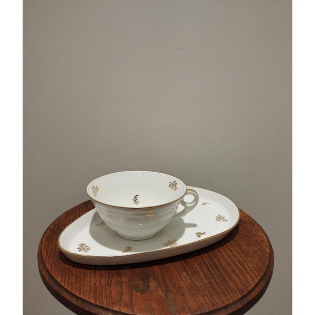 Porcelain Un Ègoïste Cup and Tray from Limoges, 1940s, Set of 2 For Sale - Image 11 of 12