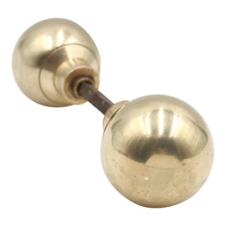 Pair of Modern Polished Cast Brass Ball Shaped Door Knobs For Sale