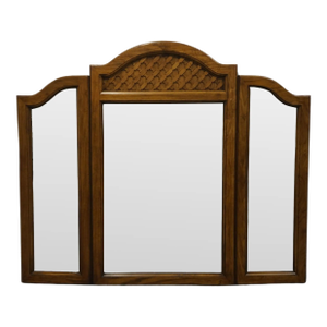 Dixie Furniture Solid Pecan Spanish Mediterranean Style 56" Tri-View Dresser Mirror 500-209