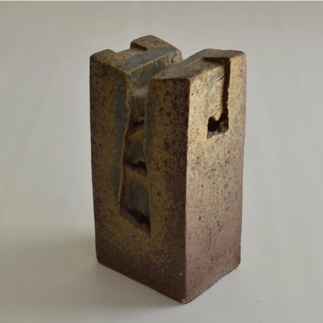 1970s Architectural Abstract Ceramic Sculpture in Earth Tones For Sale - Image 5 of 10