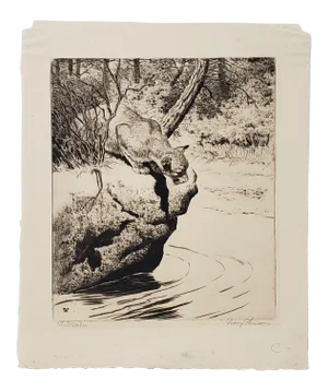 Rodney Thomson (American, 1878-1941) "The Watcher" Drypoint Etching Trial Proof C.1930