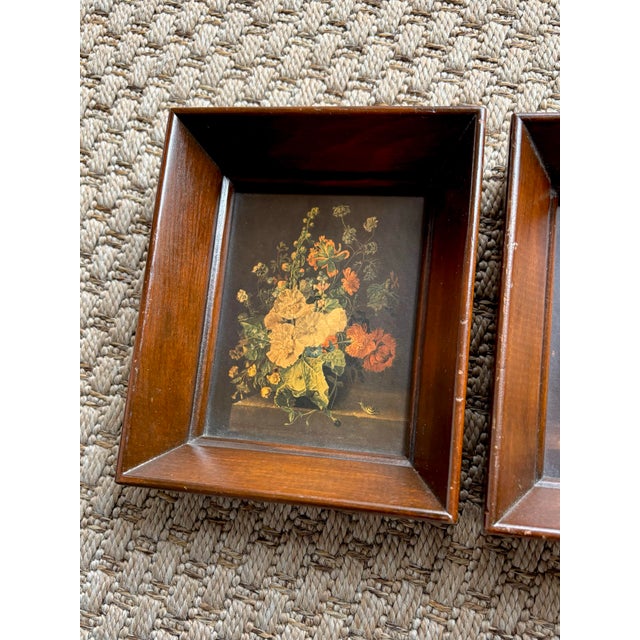 French Country 1950s Small Framed Floral Prints - a Pair For Sale - Image 3 of 6