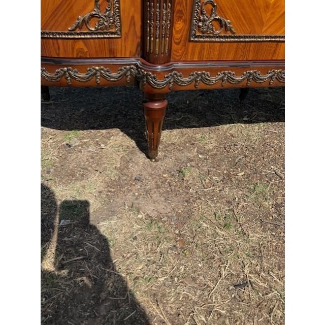 Long French Louis XVI Demilune Mahogany Sideboard Carrera Marble Top 1900s For Sale - Image 10 of 18