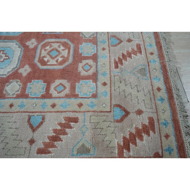 6x9 Penelope Traditional Coral Geometric Medallion Hand Knotted Wool Carpet Rug For Sale - Image 9 of 9