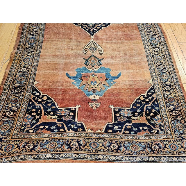 19th Century Persian Bidjar Gallery Rug, Hand-Knotted Wool, Geometric Pattern, Brick-Red & Navy,7x15 For Sale - Image 11 of 16