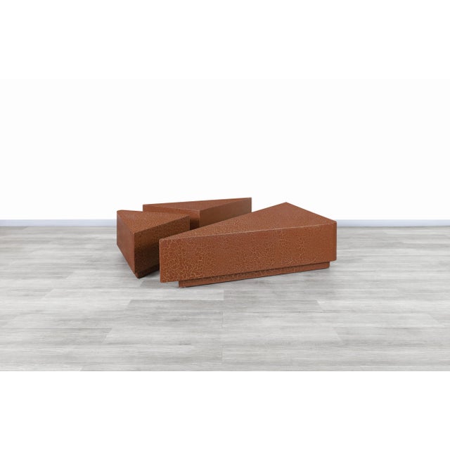 Vintage Hand-Painted Craquelure Geometric Coffee Table, 1970s For Sale - Image 11 of 13