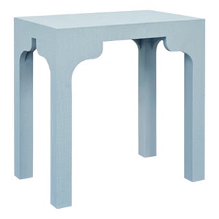 Matthew Izzo Home Hannah Light Blue Linen Occasional Table For Sale