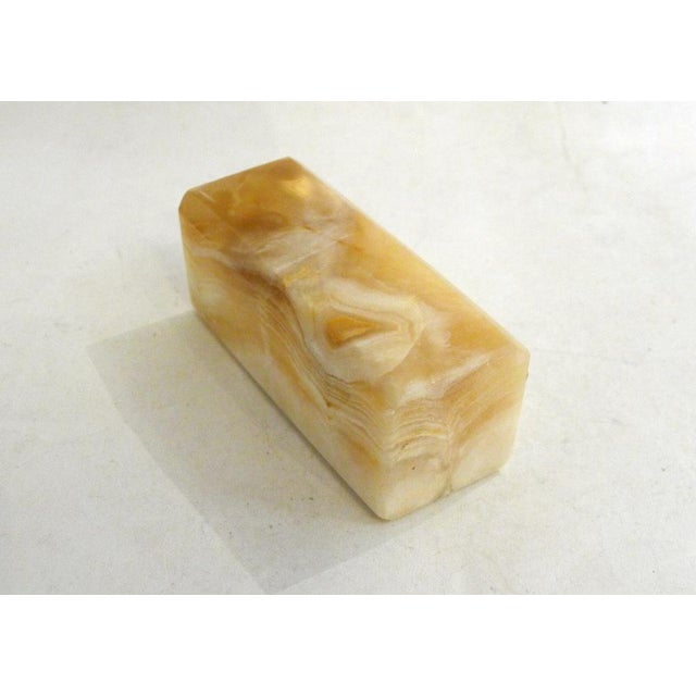 1970s Square Vase with Beveled Edges in Onyx Stone, 1960s For Sale - Image 5 of 12