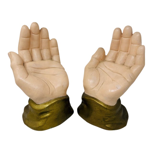 Pristine 10” Scioto Ceramics Anatomical ‘Orans’ Prayer Hands - A Pair - Circa 1977 For Sale