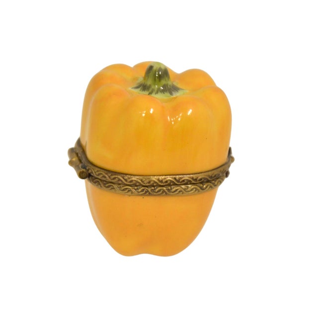 French Limoges Yellow Pepper Accent Box For Sale - Image 3 of 4