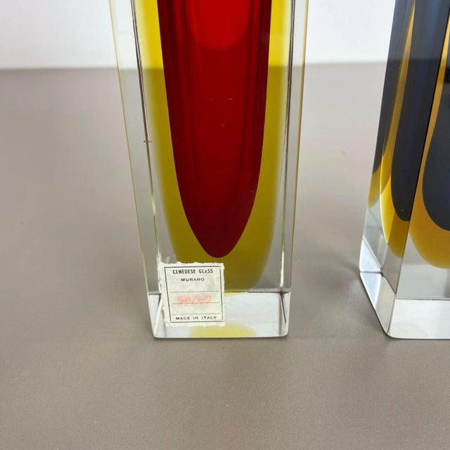 Italian Faceted Sommerso Vases in Murano Glass from Cenedese Vetri, 1970s, Set of 2 For Sale - Image 10 of 18