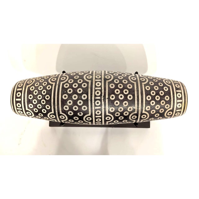 Stone Tibetan Dzi Bead "Thousand Eye" Sculpture With Stand For Sale - Image 7 of 7