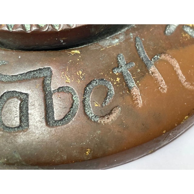 Brown Small Tudor Queen of England Elizabeth 1st Ruff Collar Brass Door Knocker Circa Early 20th Century For Sale - Image 8 of 11