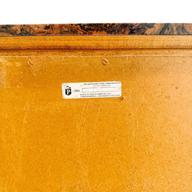 1980s Italian Renaissance Revival Carved 3-Drawer Chest With Marble Top by Pulaski For Sale - Image 13 of 13